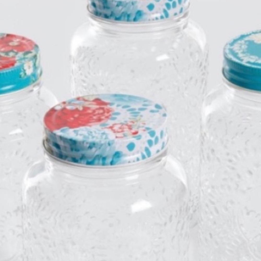 New -Rare - The Pioneer Woman Betsy Set of 4, 32-Oz. Glass Mason Jars with Lids: - Picture 3 of 4